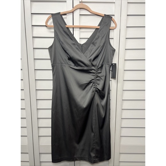 Donna Ricco Sleeveless V-Neck Ruched Pencil Dress Women's Size 12 Gray NWT - Picture 1 of 10